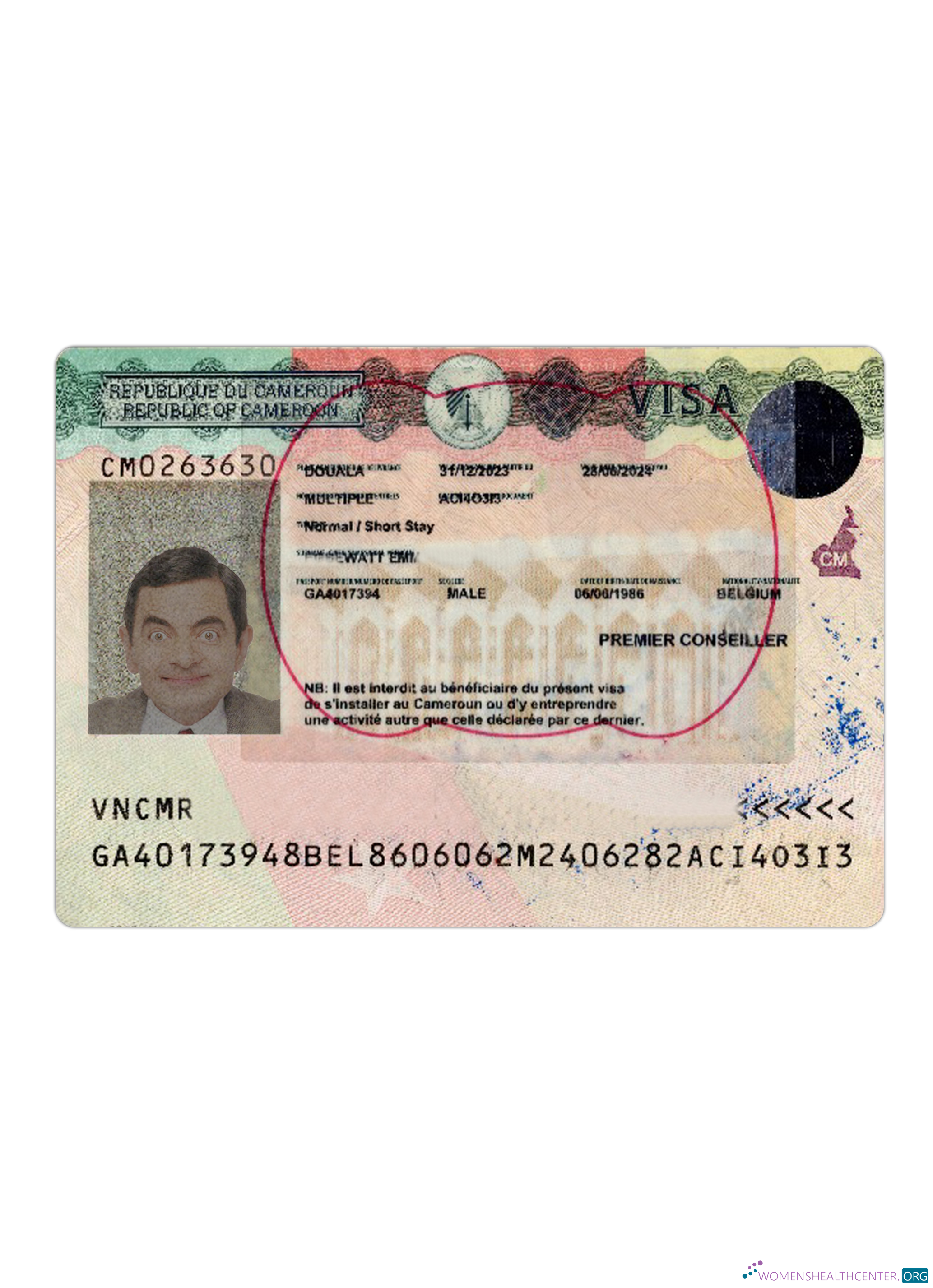 Download Cameroon travel visa version 2 Photoshop template